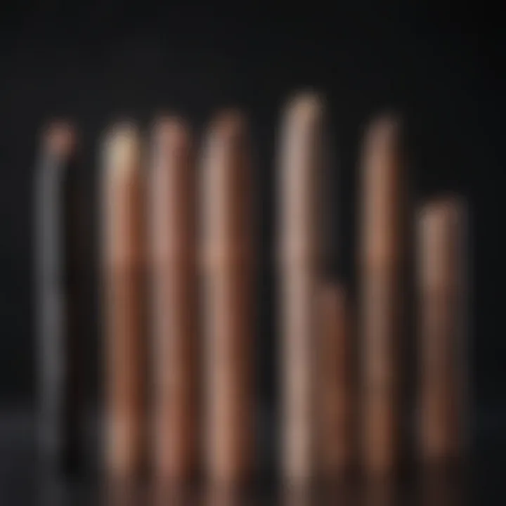 A variety of contour sticks in different shades lined up