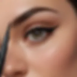 Close-up of waterline eyeliner application technique