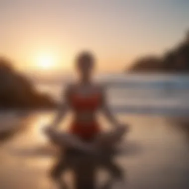 Yoga practice at sunset on a scenic beach