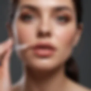 Woman applying lip mask for intense hydration