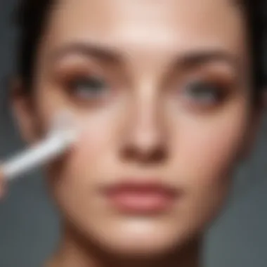 Woman applying soothing eye cream to eyelids